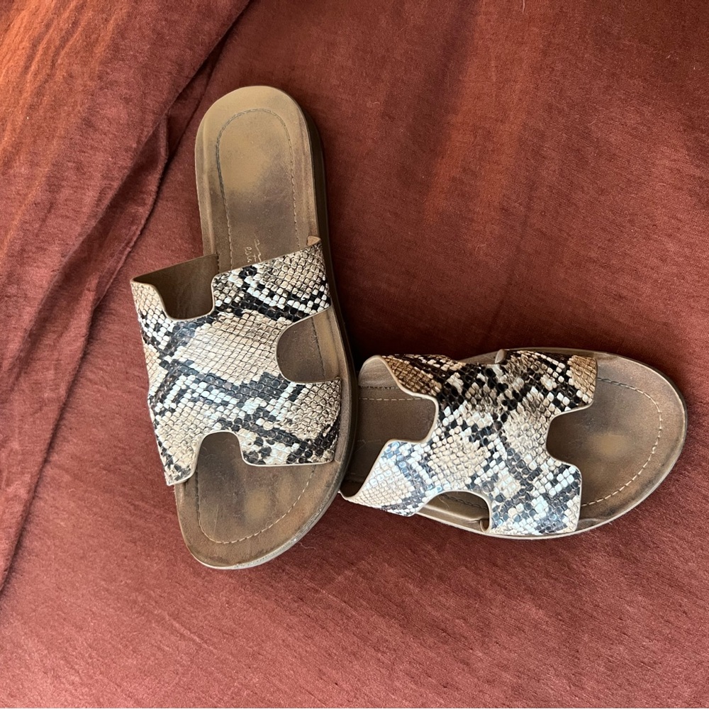 Snakeskin Slide Sandals